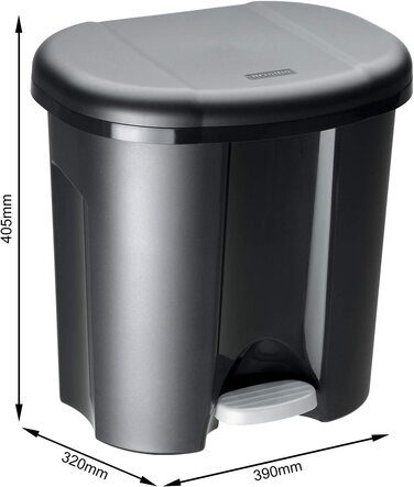 Відро для сміття Rotho Duo 2 шт. 10L для відділення сміття з кришкою, пластик (поліпропілен) без бісфенолу А, чорний, 2x10l (39.0 x 32.0 x 40.5 см) Duo 2x10l чорний