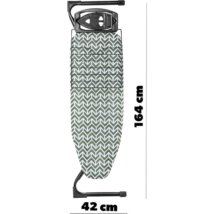 Прасувальна дошка KADAX з висувним відділенням, прасувальна дошка 120x42 см, парова прасувальна дошка з регульованою висотою, прасувальна дошка з протиковзкими ніжками (зелена)
