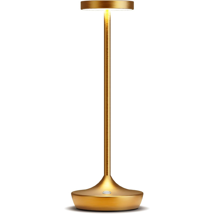 LED настільна лампа бездротова, 3 кольори, регулювання яскравості, 6000 mAh, IP54, для дому та кемпінгу (золота)