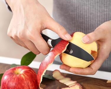 Набір кухонних ножів Wakoli Titanium Noir (5 предметів) з бруском - професійний набір кухонних ножів з титановим покриттям, нержавіюча сталь, чорне покриття, магнітний брусок