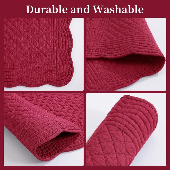 Підставки під тарілки MABOZOO, бавовна 100%, миючі, для кухні та обіднього столу, прямокутні, 6 шт. (Червоний, однотонні, Getaway Solids)