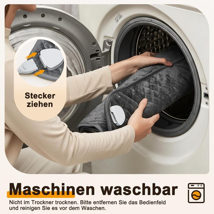 Електричний гріючий килимок XXXL (80 x 60 см) з автовимкненням, 6 температурних режимів, 4 налаштування часу для спини, плечей, живота, ніг, швидкий нагрів, можна прати в машині