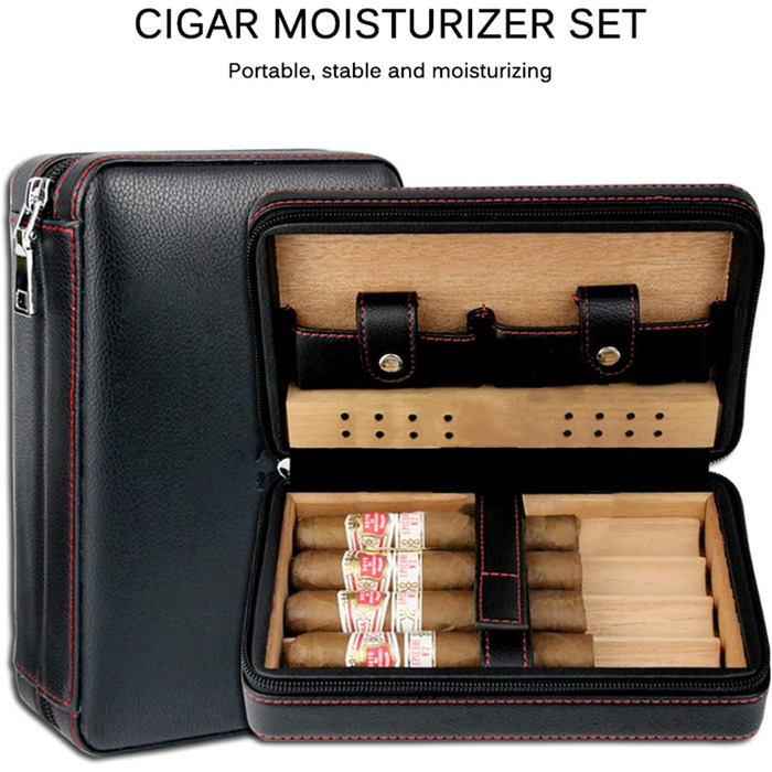 Ручний виготовлений цигарковий вологомір, портативний шкіряний кедр, набір для цигарок для подорожей, кедрове цигаркове футляру для 4 цигарок, аксесуари для цигарок