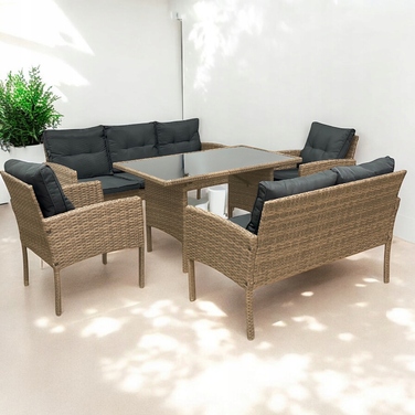 Комплект садових меблів IdealGarden із техноротанга, коричневий, 5 предметів