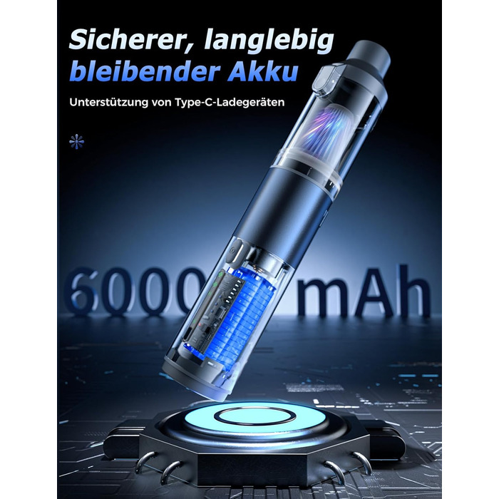 Акумуляторний ручний пилосос 4-в-1 для авто, дому та офісу, 16000Па, USB-C зарядка, бездротовий міні-пилосос для салону автомобіля, диванів, клавіатур та домашніх тварин