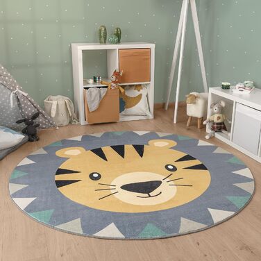 Дитячий килим Килим Дитяча кімната Круглий ігровий килимок Дитячий килимок, який можна прати до 30 градусів Голова лева Голова ведмедя Сучасне оздоблення, Розмір Колір