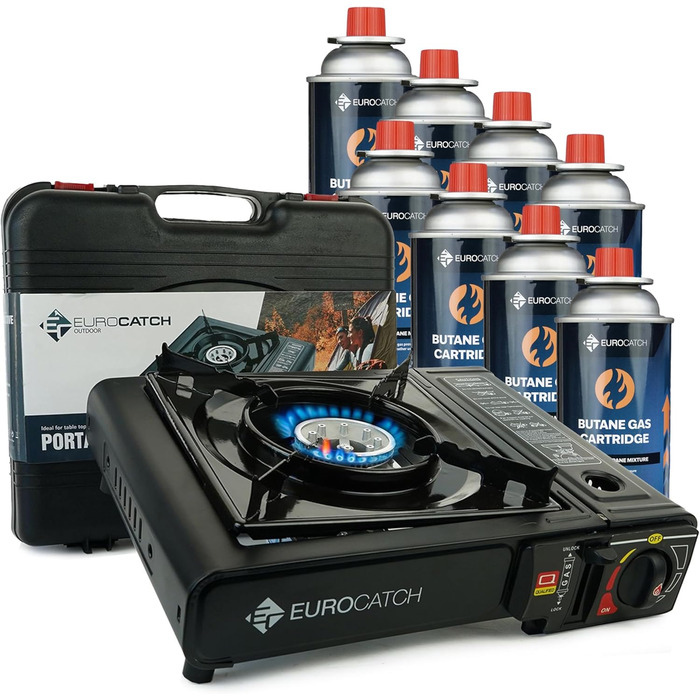 Газовий набір для кемпінгу Outdoor з 8 балончиками газу - портативний газовий пальник для відпочинку на природі