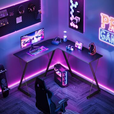 Ігровий стіл ODK, 120x120 см, L-подібний, для дому та офісу, чорний