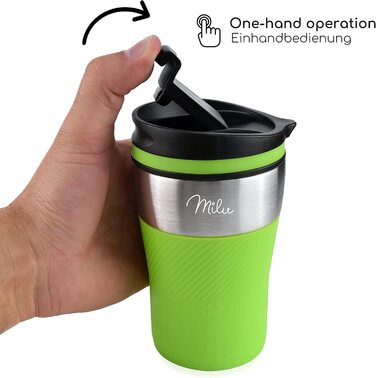 Теплова кружка Milu ізольована кружка кавова кружка to go-100 герметична-чашка для пиття з нержавіючої сталі-Автомобільна кружка з подвійними стінками ізоляція-Термо кружка-Дорожня кружка (210 мл, Зелена)