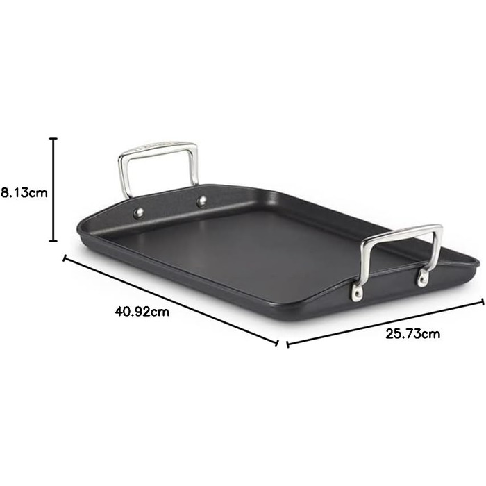 Гриль-пательня LE CREUSET з антипригарним покриттям, 35 см, для всіх типів плит (включно з індукційними), алюміній, сірий/срібний