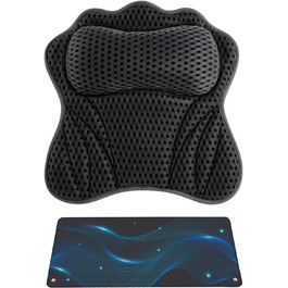 Підголовник для ванни з ергономічною підтримкою голови, шиї, плечей та спини. 4D підголовник для ванни з 6 міцними присосками, підходить для будь-якої ванни (чорний)