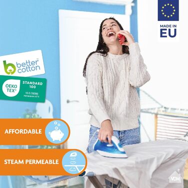 Чохол для прасування білизни Comfort - універсальний, до 45x125 см, 100% бавовна, з шаром м'якої піни, для комфортного прасування