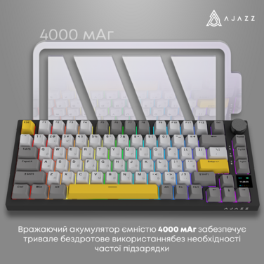 Бездротова механічна клавіатура Ajazz AK820 PRO 75% Flying Fish Switch Black RGB (AK820PRO-FF-BGY)