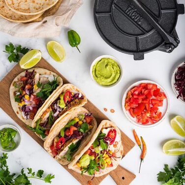 Прес для тортильї Chef Tacos - 20 см чавун для тортильї, коржів, наан і обгортань