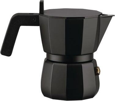Кавоварка гейзерна Alessi Moka DC06/6 B - 1чашка, чорний колір, з алюмінію
