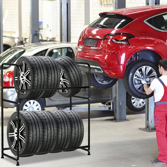 Стелаж для шин на 8 шин, сталевий, 2-х рівневий, 107x46x117 см, порошкове покриття | Гараж, майстерня, склад