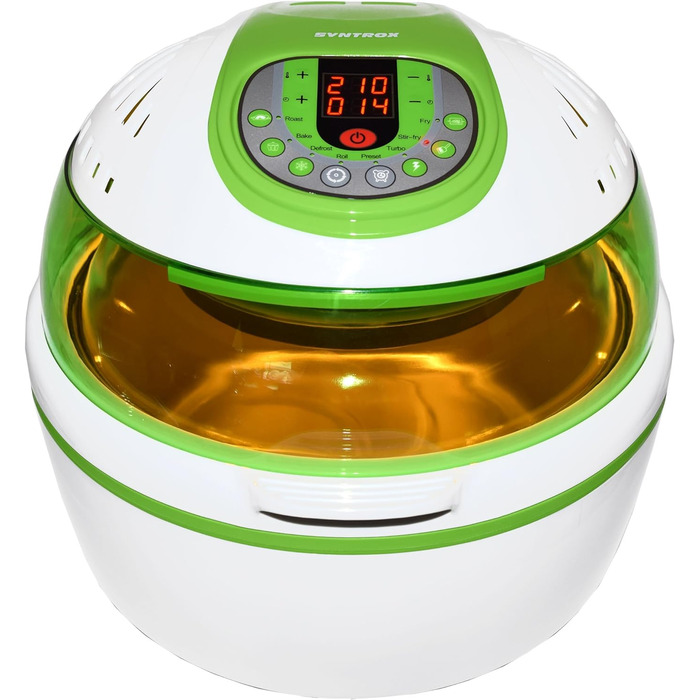 Фритюрниця з гарячим повітрям Фритюрниця зі світлодіодним дисплеєм, варильна камера 10 літрів, знежирене смаження, зелений