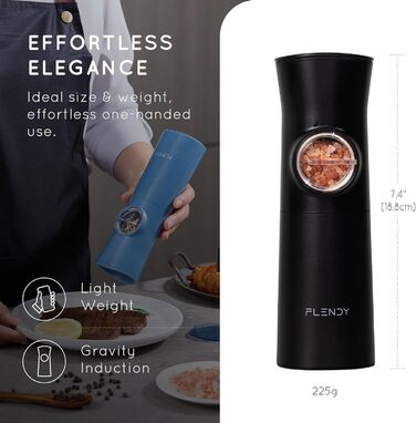 Електричні мельниці для солі та перцю Flendy, набір 2 шт. з USB-C зарядкою, для сухих спецій, чорного кольору