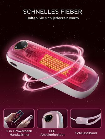 Електричні грілки для рук Funme® OT95 (Рожеве золото) 10000mAh - 2 шт. USB Powerbank, 60°C, для жінок, ідеальні для активного відпочинку