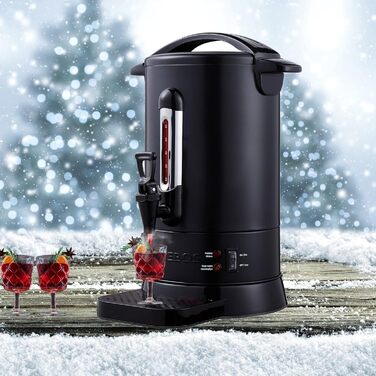 Електричний глінтвейновий котел Arebos 950 Вт | Глінтвейновий диспенсер | 8,8 л | з піддоном, краном, термостатом та захистом від перегріву | Регулювання температури 30-110°C | Чорний