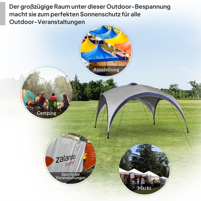 Намет для вечірок Outsunny Garden Marquee Party 4x4 м стійкий до погодних умов з металевими прутами та поліестером у кремовому, білому та синьому кольорах для вечірок у саду