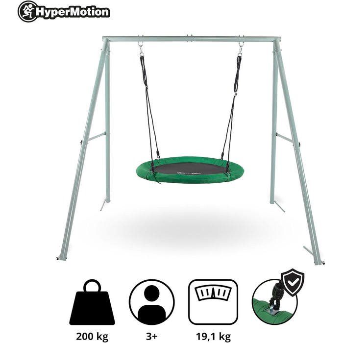 Гойдалка садова HyperMotion Storchennest з А-рамою для 2 осіб, зелена - 102 см, до 150 кг, UV-стійка