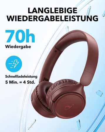 Бездротові накладні навушники Soundcore H30i, складні, 70 год, Bluetooth 5.3, керування програмами, багатоточкові, червоний