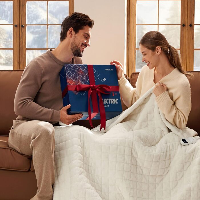 Електрична ковдра BEDSURE з автовимкненням, 130x180 см, сіра - ідеальний подарунок для мами на Різдво