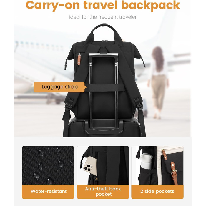 Рюкзак LOVEVOOK для дівчат, жінок, підлітків: шкільний, для ноутбука (17 дюймів), водонепроникний, універсальний (університет, бізнес, подорожі), чорний+бежевий+коричневий