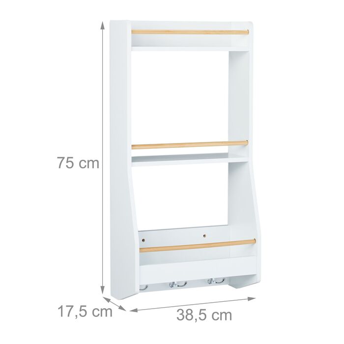 Поличка для стін з 6 гачками Relaxdays