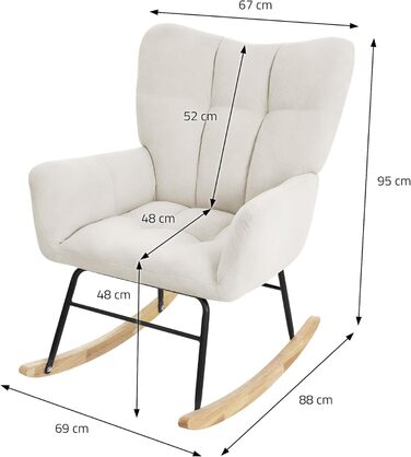 Крісло-гойдалка ML-Design бежевого кольору з оббивкою під фліс, дерев'яні полози, для вітальні, спальні, балкона