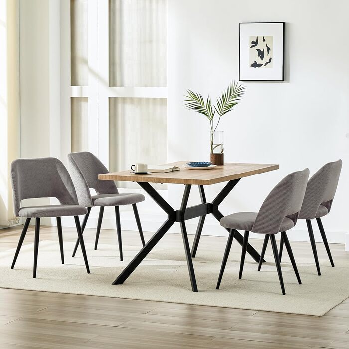 Набір обідніх стільців, кухонний стілець з тканини Cord, м'які стільці для обідньої кімнати, кухні, вітальні та спальні (Коричневий, 6)