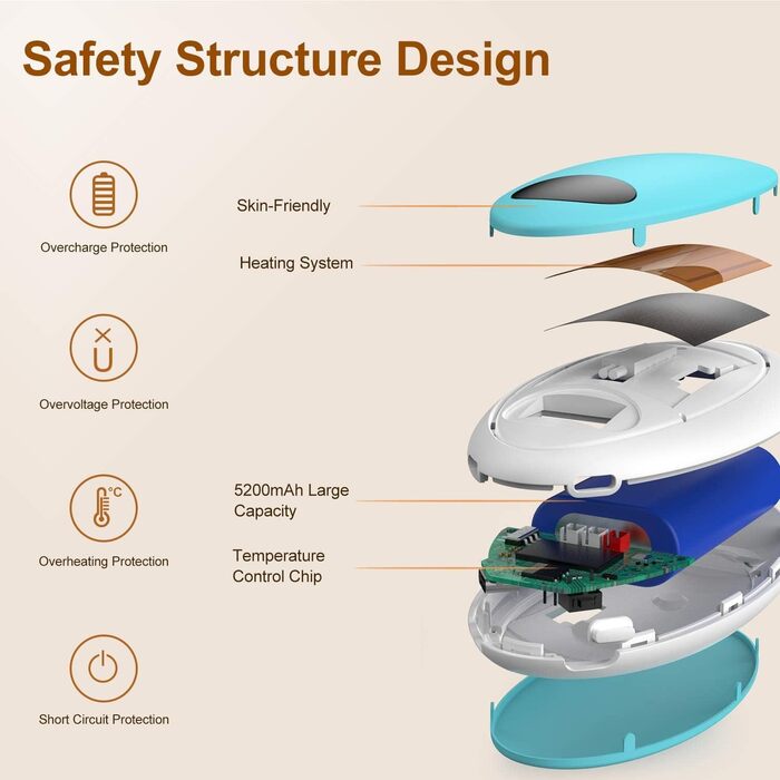 Портативний нагрівач рук Powerbank 5200mAh USB, електричний нагрівач для рук, для кемпінгу, катання на лижах, подарунок (блакитний)