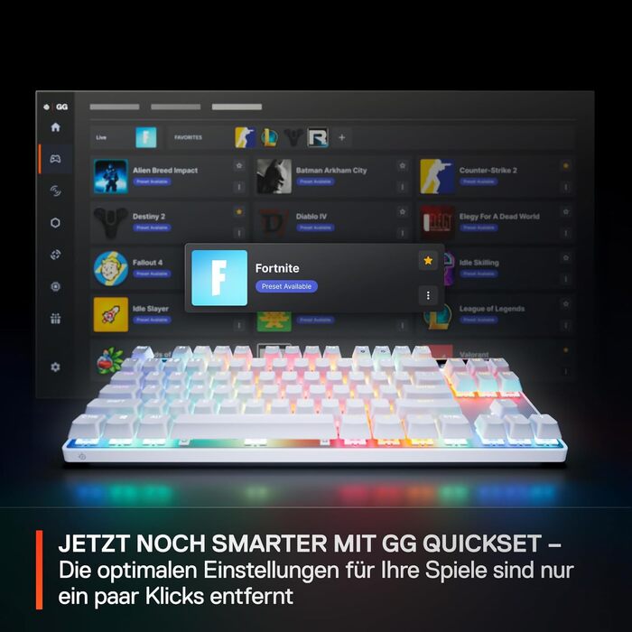 Клавіатура SteelSeries Apex Pro TKL Gen 3 для геймінгу з перемикачами Hall Effect та OmniPoint 3.0 - регульована чутливість, пресети для ігор, захист від зносу, німецька QWERTZ (Nordisch QWERTY), бездротова, біла