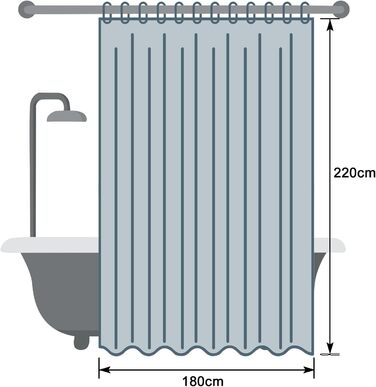 Душова шторка проти цвілі EurCross 200x200 з 3 магнітами, прозора, водонепроникна, миється, 3D малюнок гальки, 14 кілець (180x220 см)