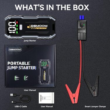 Powerbank для автомобіля Starthilfe 5000A: Jump Starter з LED та QC 3.0 USB для 12V авто, мотоциклів та газонокосарок