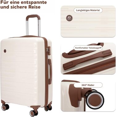 Набір валіз Travelhouse Ascona 5-в-1 (75/65/55 см) з TSA-замком, Spinner-колесами, ABS+PC, темно-зелений (кремовий/білий)