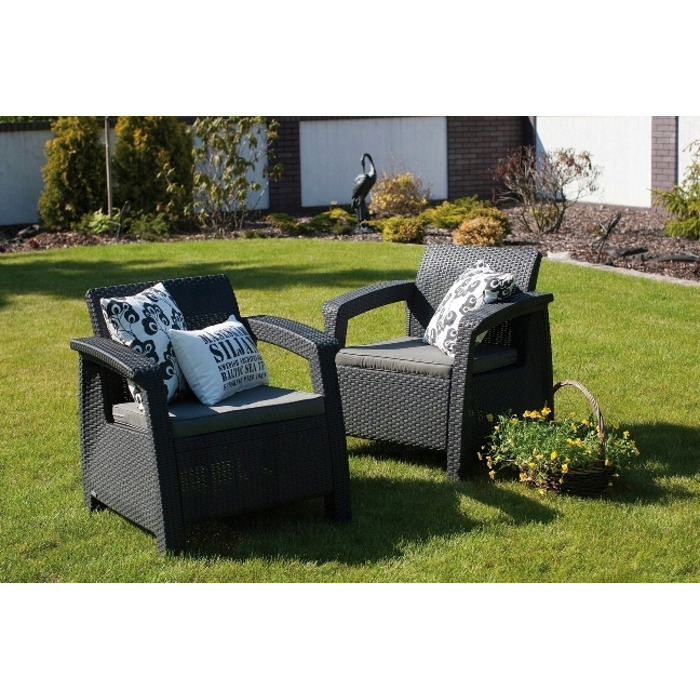 Комплект садових меблів Curver Keter Corfu II DUO, сірий, 2 предмети