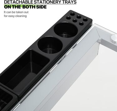 Регульований стіл для малювання Magshion з нахиленою скляною стільницею, переносний з 2 шухлядами та колесами, для художників, студентів (прозорий)