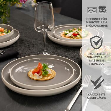 Набір посуду Moritz & Moritz Cavo Stone 18 предметів для 6 осіб - Сучасний сервіз з каменю, комплект тарілок та мисок, кавовий сервіз