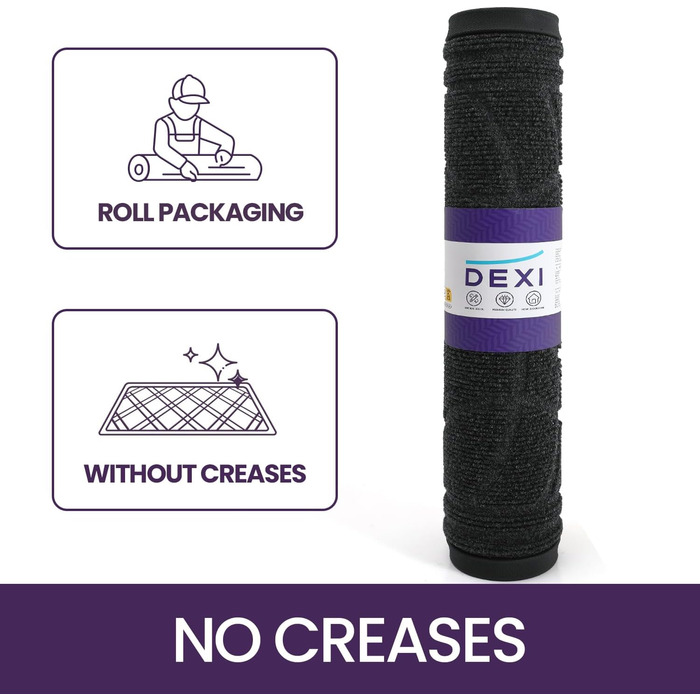 Килимок для дому та вулиці DEXI, 60x90 см, чорний, неслизький, миючий, для входу, балкону, тераси