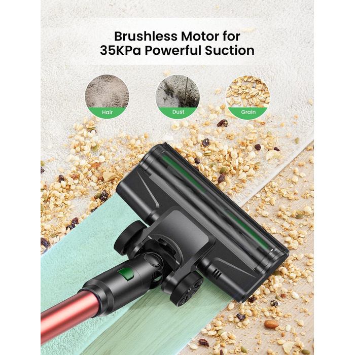 Бездротовий пилосос Vexilar Akku: 60 хв роботи, 45 kPa, 550 Вт, 6-в-1, LED дисплей, для дому та авто, видаляє шерсть тварин