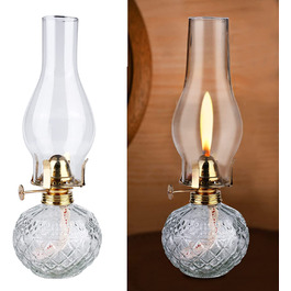 Олійна лампа для приміщень Vegena - скляна ретро-ностальгія, регульована яскравість, вітрозахисна, декоративна (50 символів)