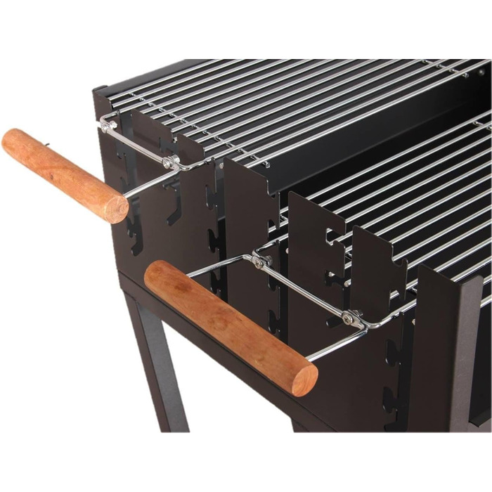 Мангал Tarrington House Brigida з чавунною решіткою, сталь, 2 регульовані решітки, на колесах, чорний