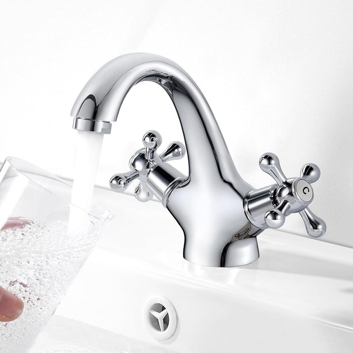 Змішувач для ванної кімнати з двома ручками, хром, з міді, ретро стиль, G3/8 | Змішувач для умивальника