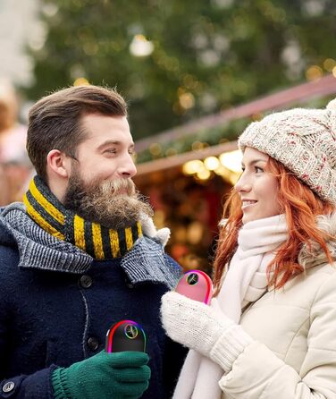 Електричний підігрівач для рук 10000mAh з підсвічуванням (7 кольорів), перезаряджуваний, портативний, чорний - ідеальний зимовий подарунок для чоловіків та жінок