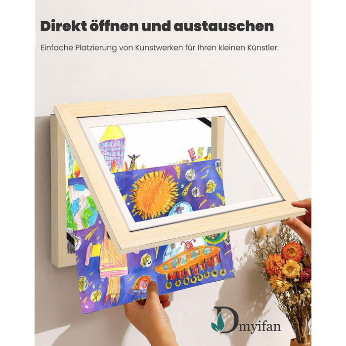 Дерев'яні рамки для дитячих малюнків, A4, 2 шт. - для школи, дому, офісу