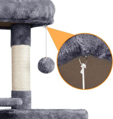 Кігтеточка для котів Yaheetech Cat Tree 159см Міцне котяче дерево з котячими печерами та платформами Ігровий будиночок для котів темно-сірий