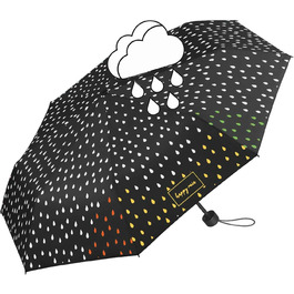 Щасливий дощ Чорна парасолька, зміна кольору у вологих краплях дощу, різнокольорова, міні-кишенькова парасолька-відкривачка для рук. 95 см