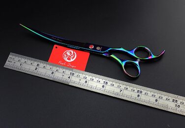 Професійні ножиці для догляду за домашніми тваринами Purple Dragon 8,0 дюймів, прямі ножиці для собак, ножиці для проріджування / змішування і вигнуті ножиці з кишенею (різнокольорові)